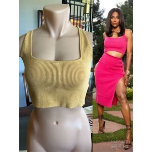 LITA by Ciara Iced Coffee Ribbed Crop Top L